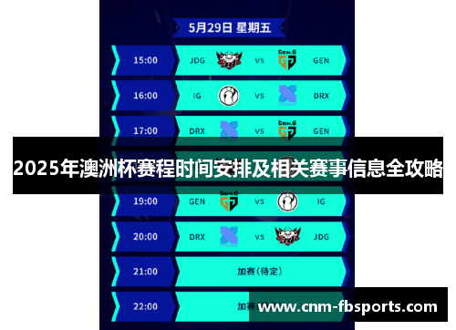 2025年澳洲杯赛程时间安排及相关赛事信息全攻略 2025年澳洲杯赛程时间安排及相关赛事信息全攻略